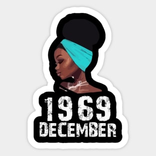 Queen Born in December 1969 51st Birthday Black Women Gift Sticker